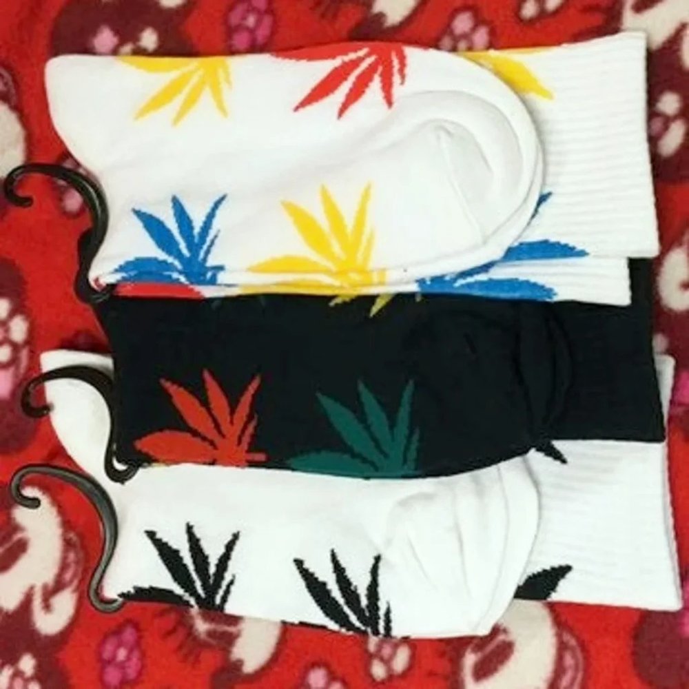 NEW (3-Pack) Women's Socks huf design silloute leaf pattern socks nature outdoor